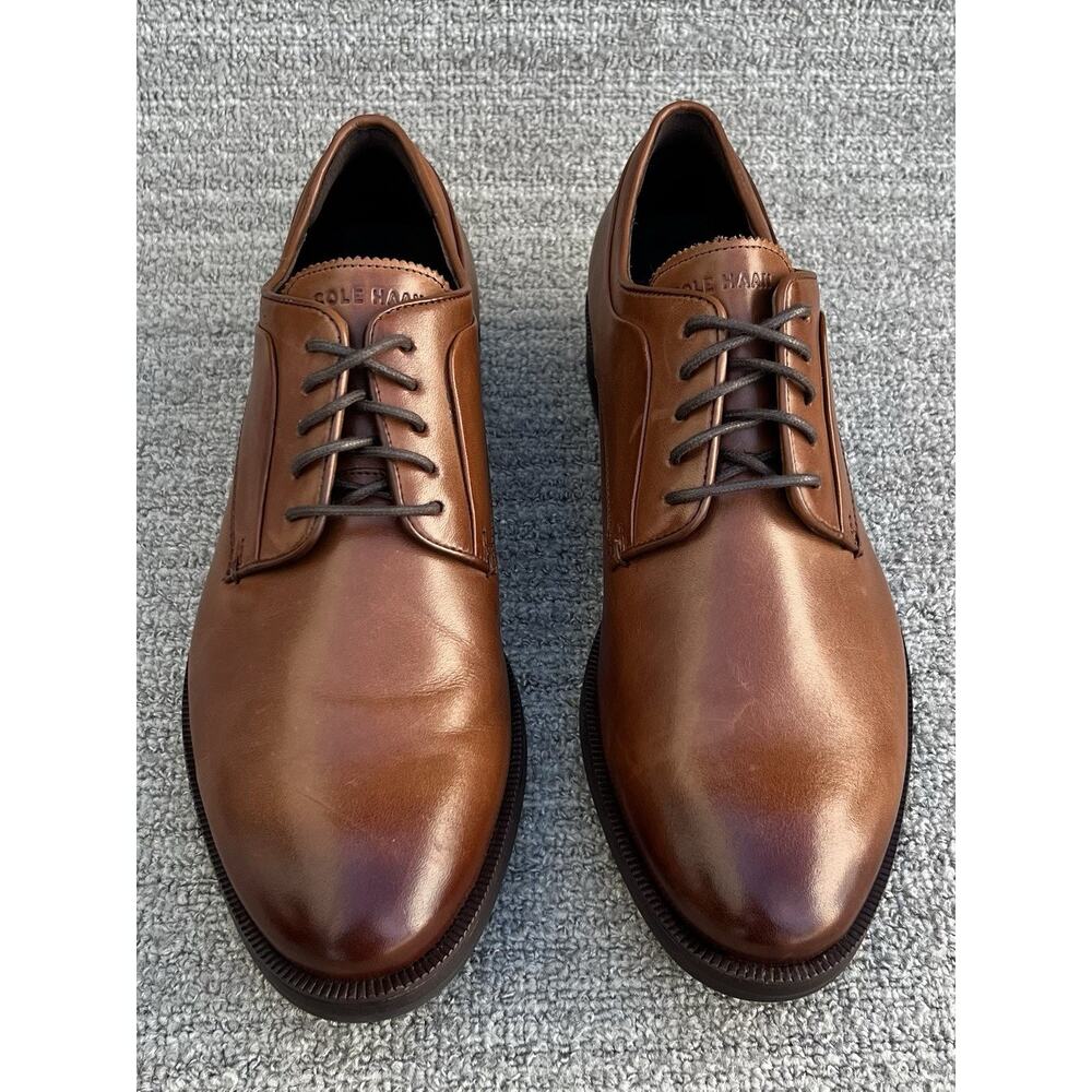 COLE HAAN Dean Plain Toe Brown Leather Derby Shoes Men's Size 9 US